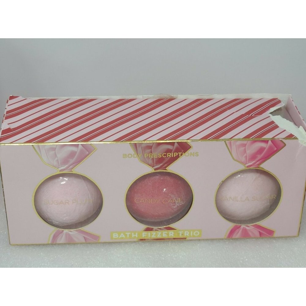 Body Prescriptions Bath Bomb Fizzer Trio Sugar Plum Candy Cane Vanilla Sugar